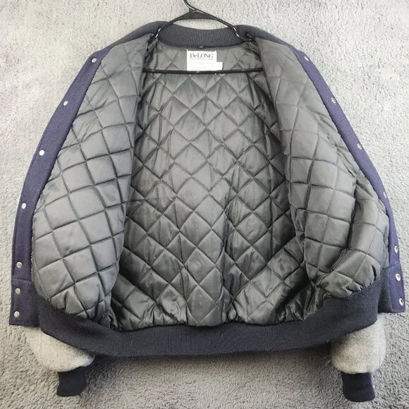 Vintage Bomber Varsity Jacket Men's Large Two Toned Wool 90's Quilted Gorpcore - Picture 10 of 14